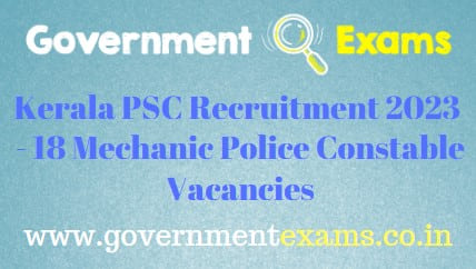 Kerala PSC Mechanic Police Constable Recruitment 2023