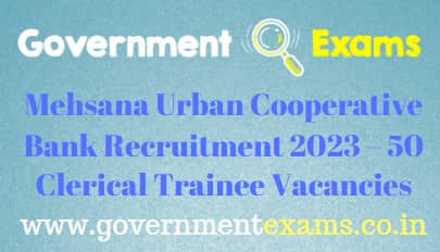 Mehsana Urban Cooperative Bank Recruitment 2023