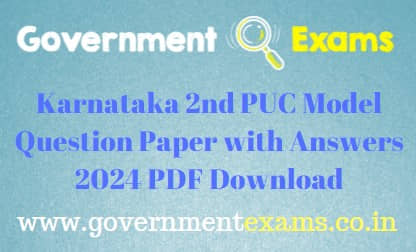 2nd PUC Model Question Paper 2024 PDF