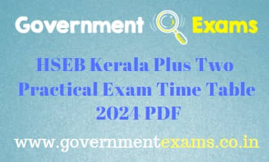 Plus Two Practical Exam Time Table 2024