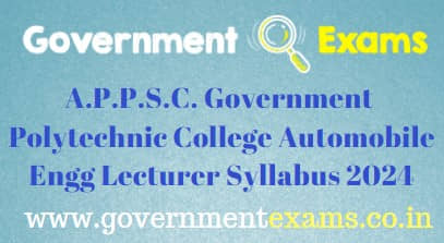APPSC Automobile Engineering Lecturer Syllabus 2024