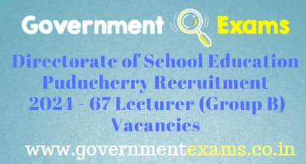 Puducherry School Education Lecturer Recruitment 2024 - governmentexams.co.in